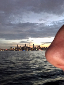 Got this great pic of the Chicago skyline at sunset while out sailing