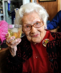 Grandma drinking
