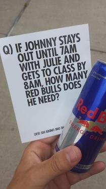 Great ad campaign Red Bull - these were taped under every seat in my am class x-post rpics