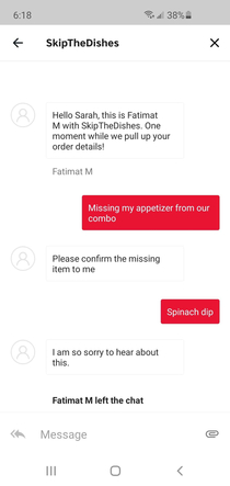 Great customer support from Skip The Dishes