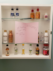 Great family and friends No one snooped the medicine cabinet during our housewarming party