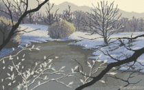 Green Winter pixel art scene I drew last night 