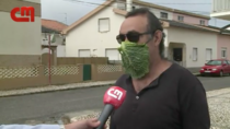 Guy on Portuguese TV wearing a  vegan mask