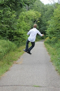 Guy passed me on the bike trail and clicked his heals happened to catch him and he looked like Mary Poppins yall