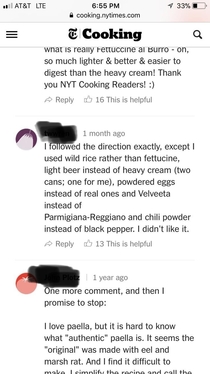Guy says he follows every step in Fettuccine Alfredo recipe except for all of them