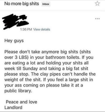 Guys no more big shits