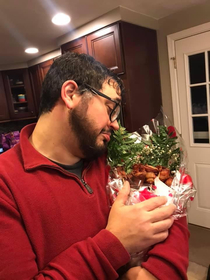 Guys weve been doing it wrong My wife got me a bouquet of bacon