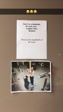 Gym owner calling out dumbbells for not re racking weights
