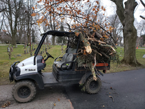 Had a big windstorm at the cemetary I work at this is my version of taking the groceries from the car to the door in one trip