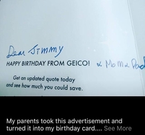 Happy Birthday Card From Mom Dad and Geico