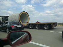 Hauling heavy machinery on the autobahn