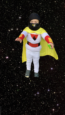 He calls himself Space Ghost Captain Jr He EMPHATICALLY denies going into space alone amp always tells people seeing this pic about the importance of safety I always go with Space Ghost Who do you think took the picture