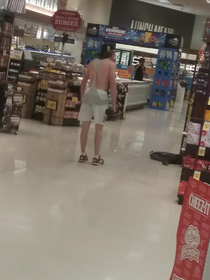 He was full on working out in the meat dept
