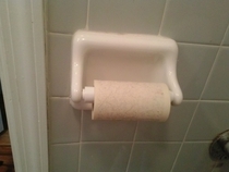 Heard my boyfriend giggling to himself in the bathroom last night woke up to this That my friends is a lint roller refill