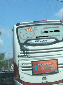 Hello Kitty inspired touring bus decoration