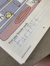 Helping a  year old girl I babysit with her workbook activities and this is what I see