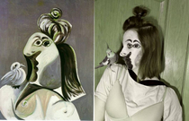 Here is a recreation of Picassos A woman with a bird courtesy of usnrk