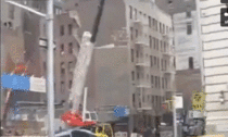 Heroic car saves building from demolition