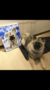 Hes so proud of having his own painting