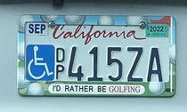 Hey I saw your license plate Whats your Handicap