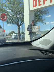 Homeless guy with a sense of humor