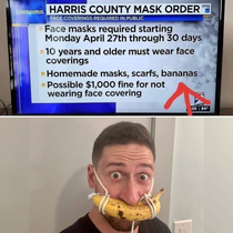 Homemade masks scarves bananas