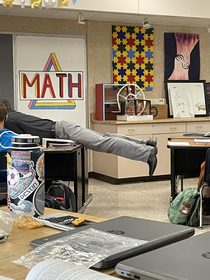 How my Teacher sits on desks