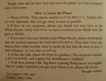 How to leave the planet - Douglas Adams