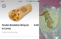 How to Lose Your Appetite  courtesy of Texas Chicken My expected breakfast was this sad lump of a wrap Ad pic versus reality pic  bucks for this 