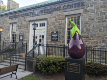 Howard County welcomes you    With their erection of a giant eggplant