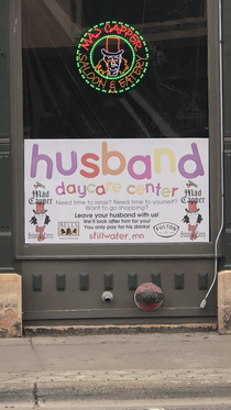 Husband Daycare - you only pay for drinks