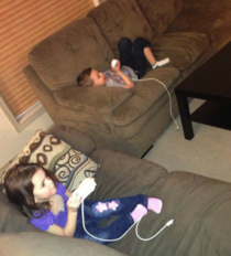 Husband wants to play video games but the kids complain So he lets them play too Wonder when they will catch on