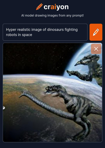 Hyper realistic dinosaurs in space
