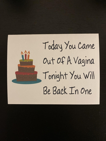 I as well received an interesting bday card from my girlfriend