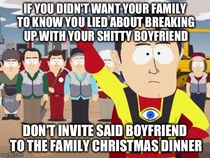 I asked my sister on the phone why she was driving him to our family dinner She threw a bitch fit and let me know she wasnt coming