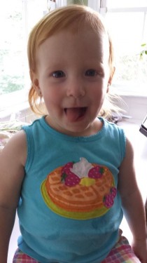 I asked my wife why our daughter had a shirt with a waffle on it Its her blue waffle shirt