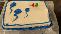 I baked and decorated a cake for my birthday I tried to make balloons and ended up with swimming semen on my cake