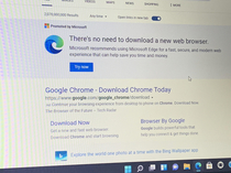 I bought my wife a little work laptop since she is going to start working from home This message popped up after she used Edge to search for Chrome I laughed pretty hard