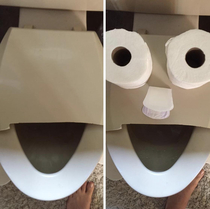 I broke the toilet seat This is how I broke it to my wife   