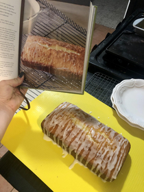 I couldnt be more pleased Photo in the recipe vs mine Lemon cake from the Downton Abbey cookbook