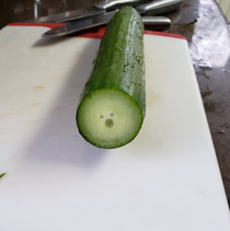 I cut a cucumber I dont think it was aware that was going to happen