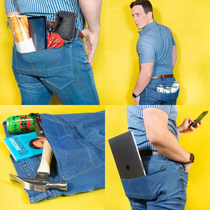 I design ridiculous product ideas for fun so I designed a pair of jeans with one giant pocket across the butt for all your essentials