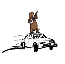 I drew a car that can bear a bear with a bare midriff mid-riff mid-drift