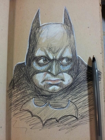 I drew a picture of Patton Oswalt as the Batman