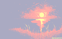 I drew a sunset scene pixel art using only  colors 