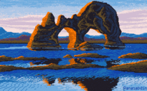 I drew this pixel art animation using  colors and called it Hvtserkur 