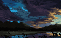 I drew this pixel art scene and called it a hearts storm 