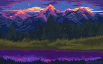I drew this pixel art scene and called it first_light 