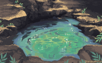 I drew this pixel art scene using  colors and called it abiogenesis 