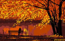 I drew this pixel art scene using  colors and called it I miss you 